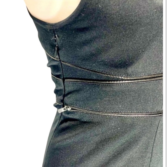 Theory $295 Bodycon Zipper Accent Mini Dress 0 Black Dress - Picture 10 of 16